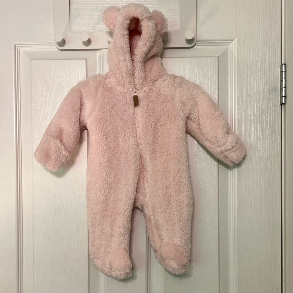 Baby girl Sherpa Long-Sleeve Hooded Jumpsuit